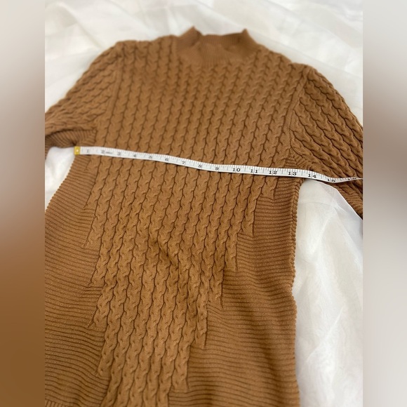 ASOS Designs Cotton Light Brown Cable Knit Mock Neck Sweater Size Small - Picture 8 of 10
